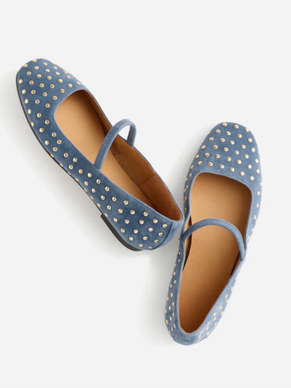 Madewell Blue Studded Suede Ballet Flats